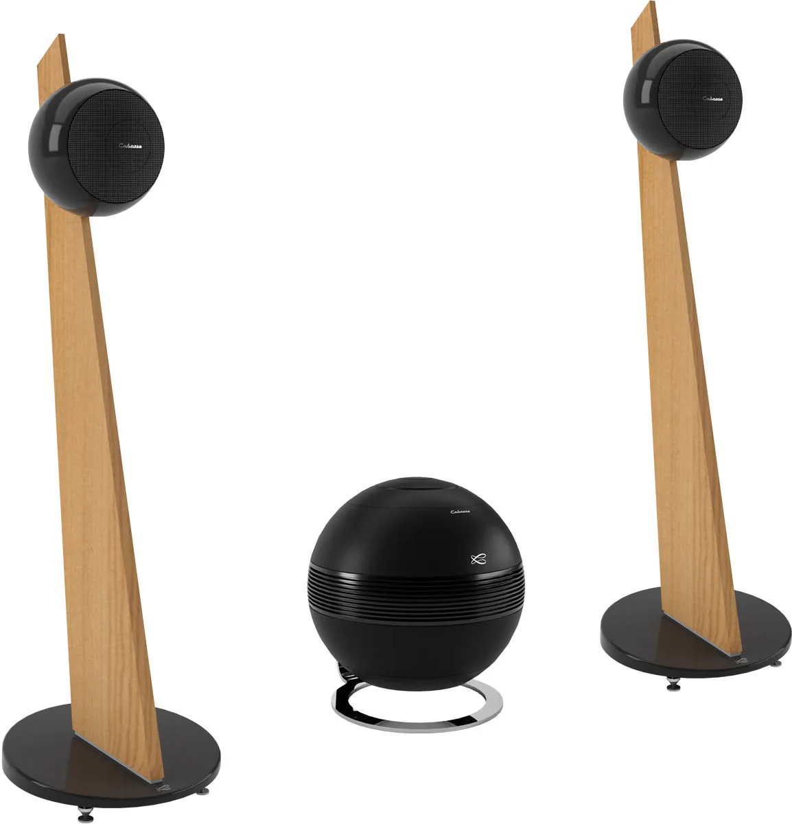 Pearl Sub noir mat   Riga 2 noir mat sur pied chêne naturel (la paire) Chaînes hi-fi composées