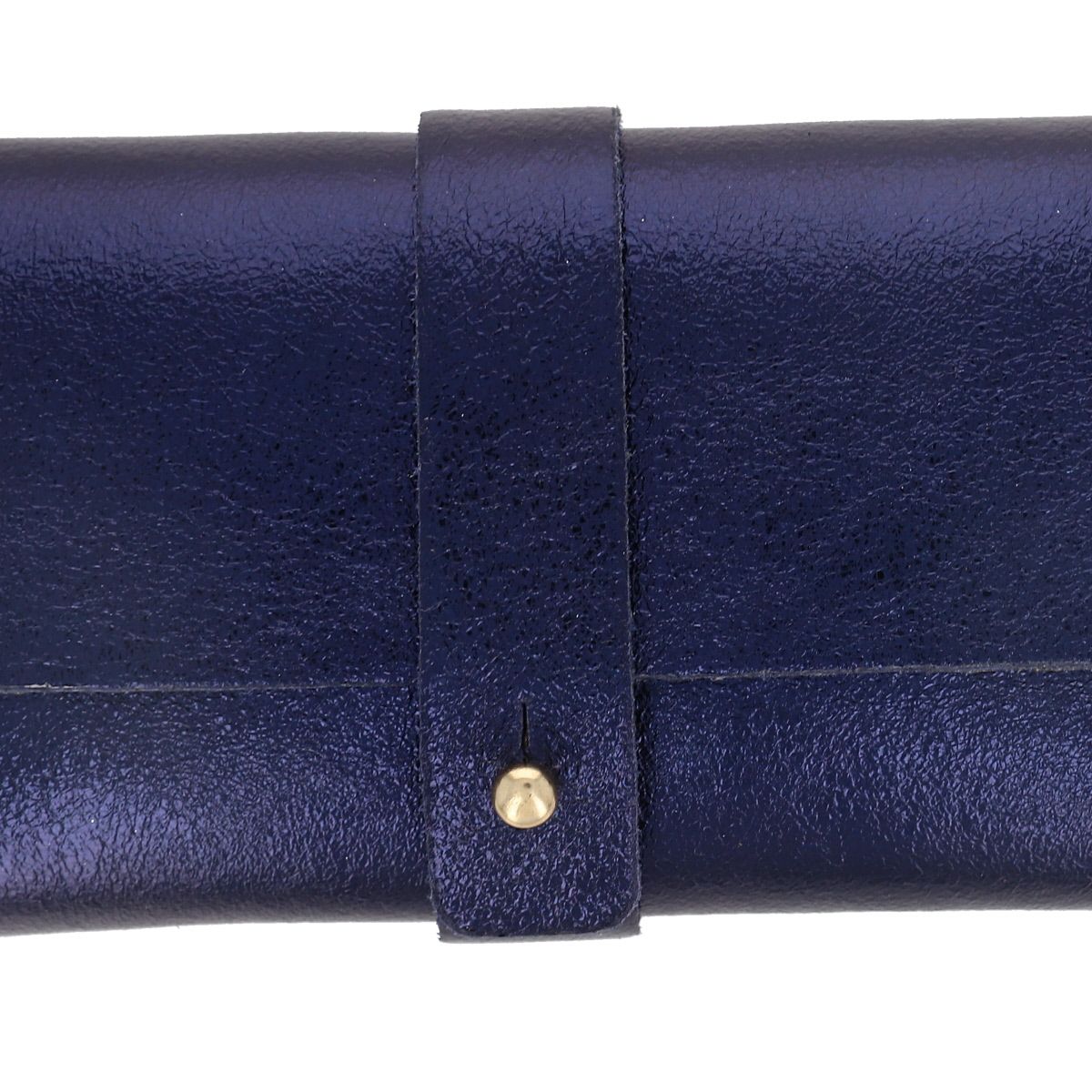 Etui à lunettes cuir irisé bleu nuit