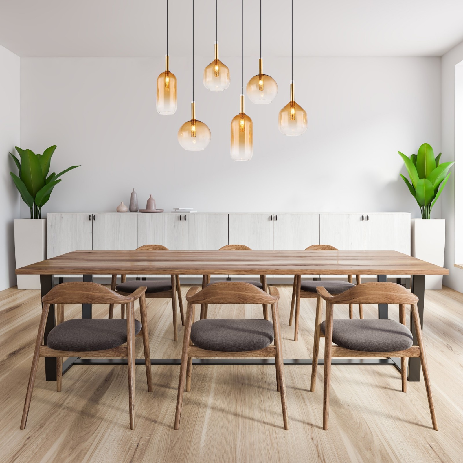 LED-Hängeleuchte - schwarz matt - amber - 85 cm