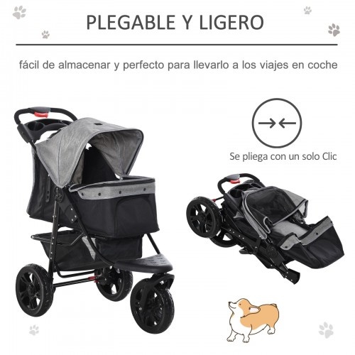 Carrinho dobrável para animais de estimação PawHut, cinza
