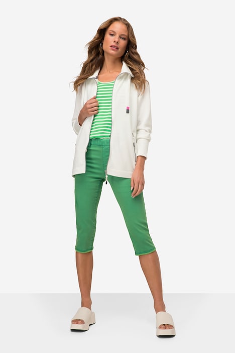 Caprihose, Jeggings, Fransensaum, Elastikbund, mit recycelten Materialien
