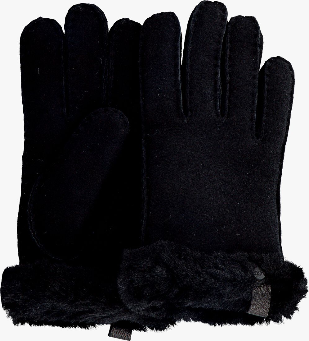 zwarte ugg handschoenen shorty glove w leather trim