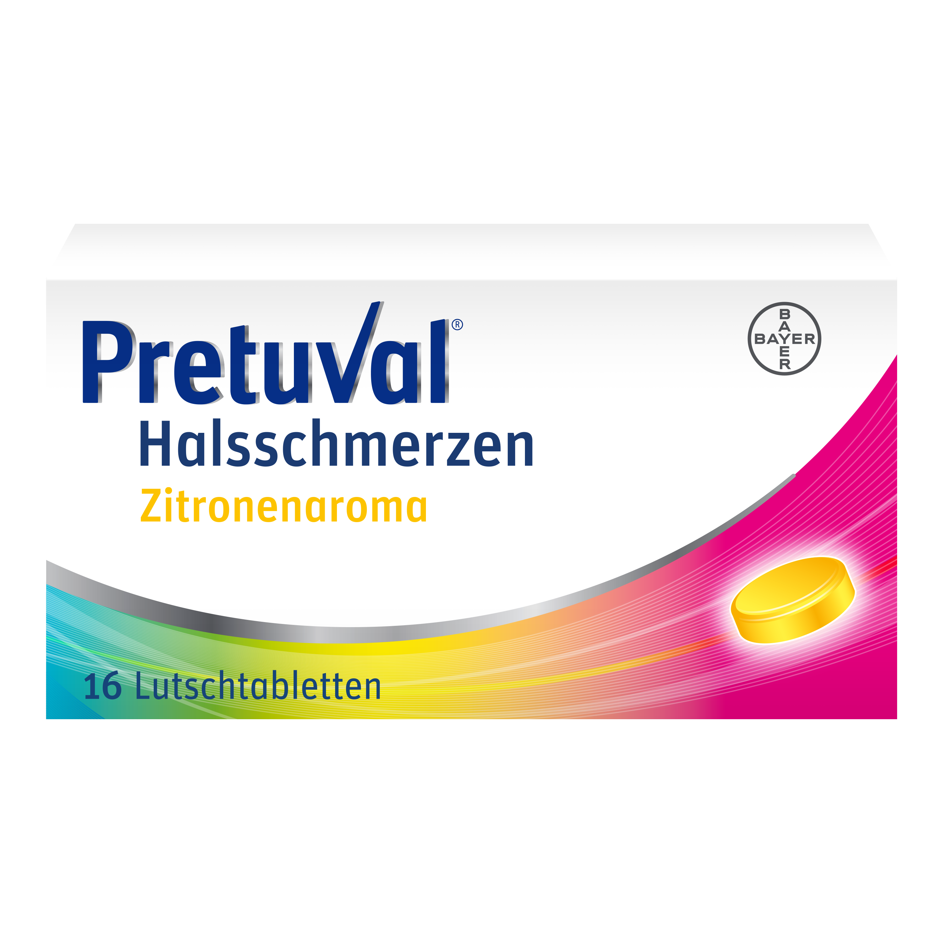 PRETUVAL Halsschmerzen<br>16 Stück, Blister, Lutschtablette, Zitronenaroma