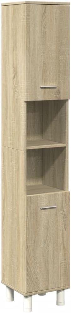 vidaXL Badmöbel Set 4-TLG., Badschrank mit Stauraum, Waschbeckenunterschrank für Badezimmer, Hochschrank Badezimmermöbel, Sonoma-Eiche Holzwerkstoff