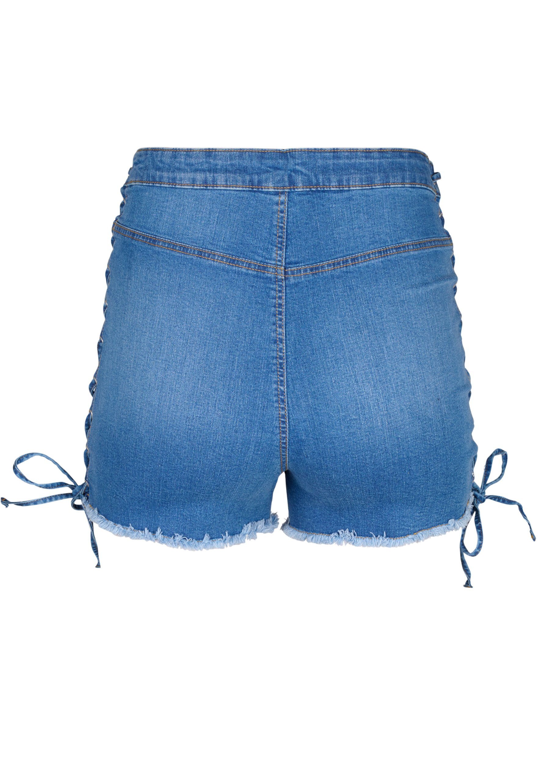Denimshorts med snøredetaljer