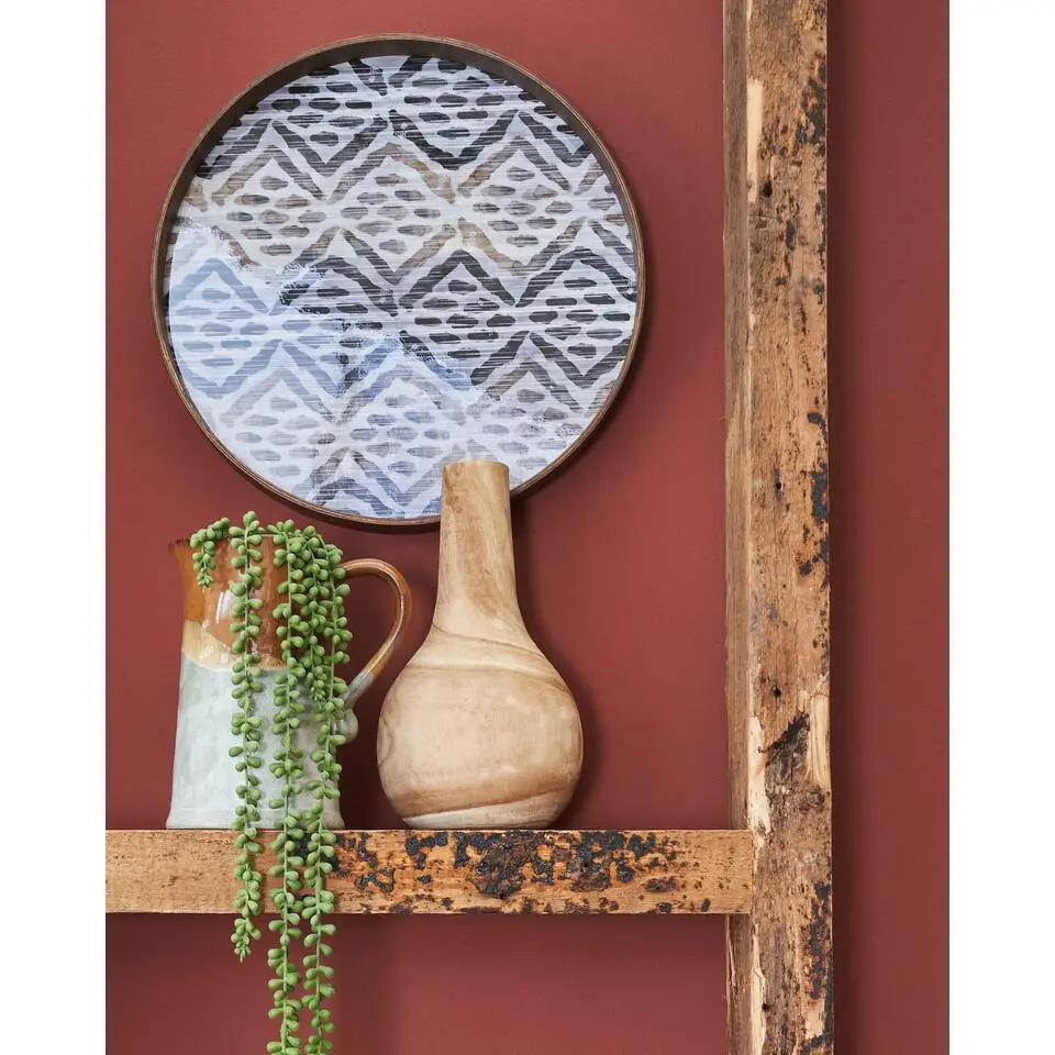 Mica Decorations Vaas - hout - bolvormig - 16 x 28 cm