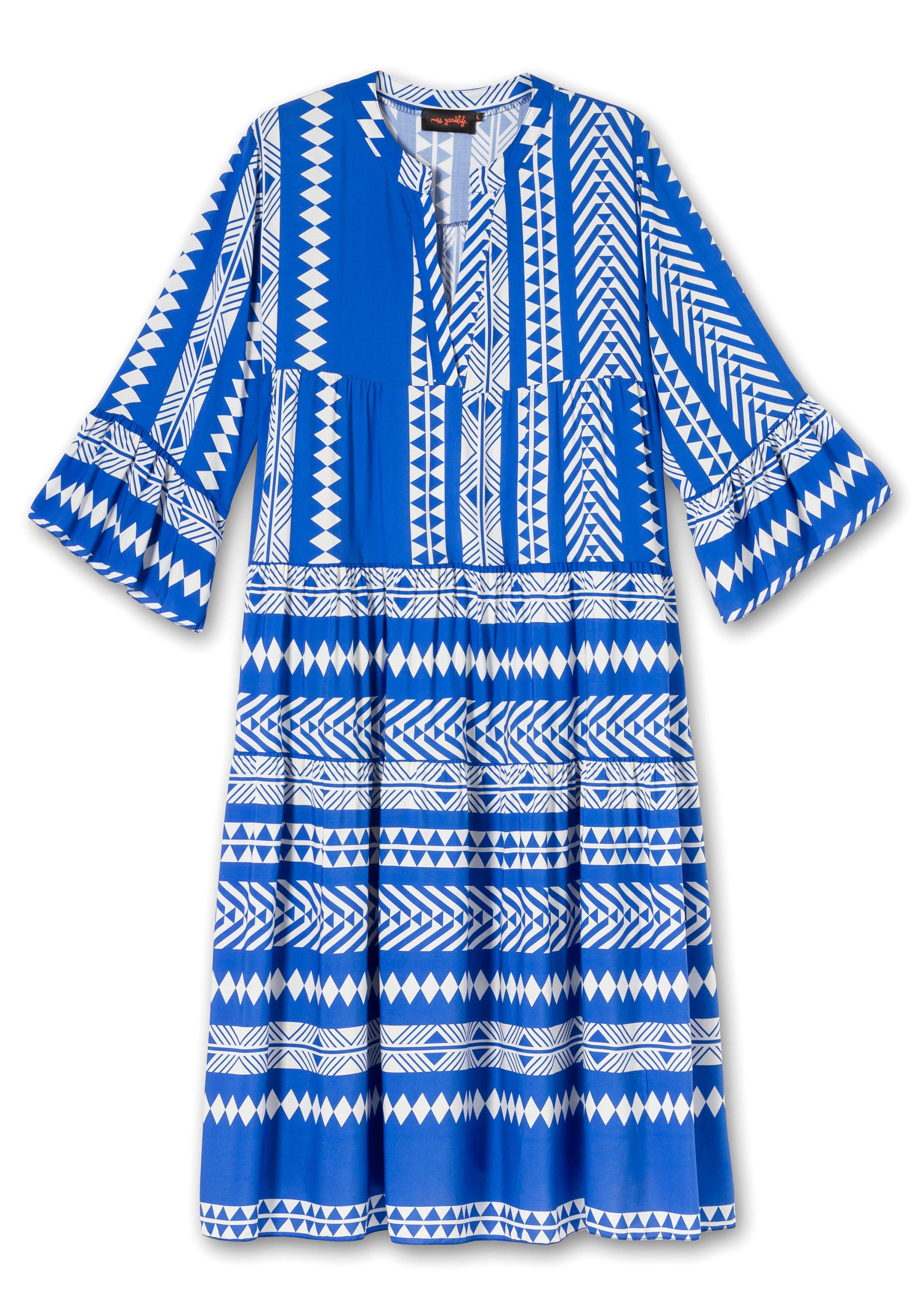 Maxikleid mit Ethnoprint und Volant