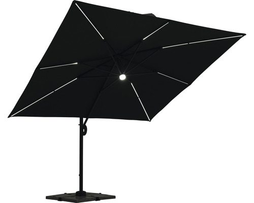Soluna Jupiter 300 x 300 cm aluminium parasol inclusief LED-verlichting en zonnepaneel