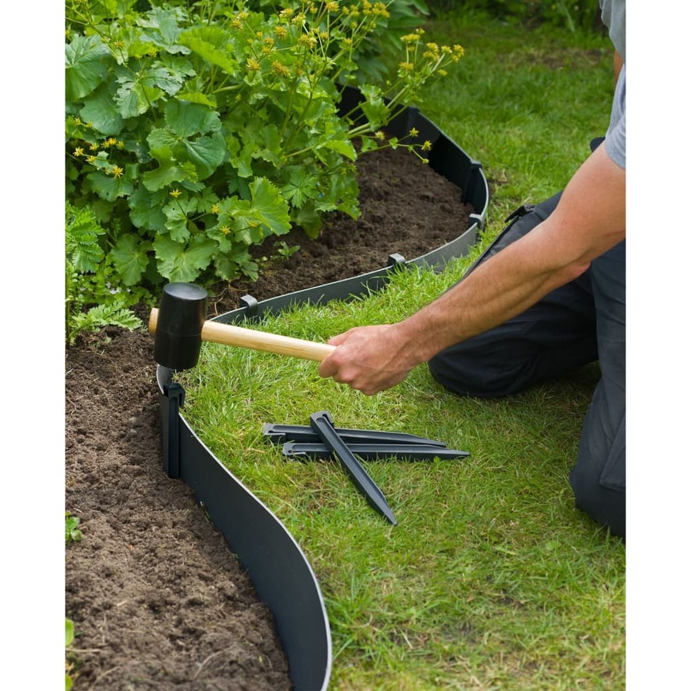 Lot de 10 ancres pour bordure de jardin polyéthylène recyclé noir - h 19,5 x 1,9