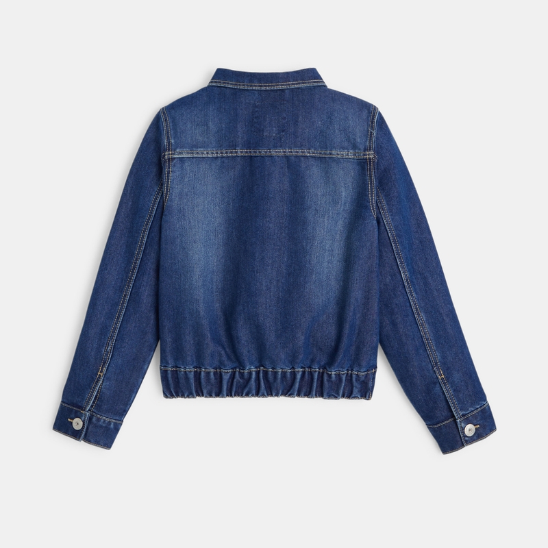 Veste en jean à dos élastiqué bleu fille