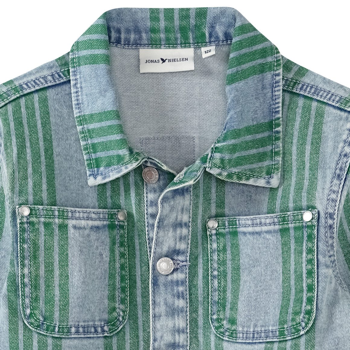 Jonas Nielsen Jungen Jeansjacke mit Streifen-Allover hellblau