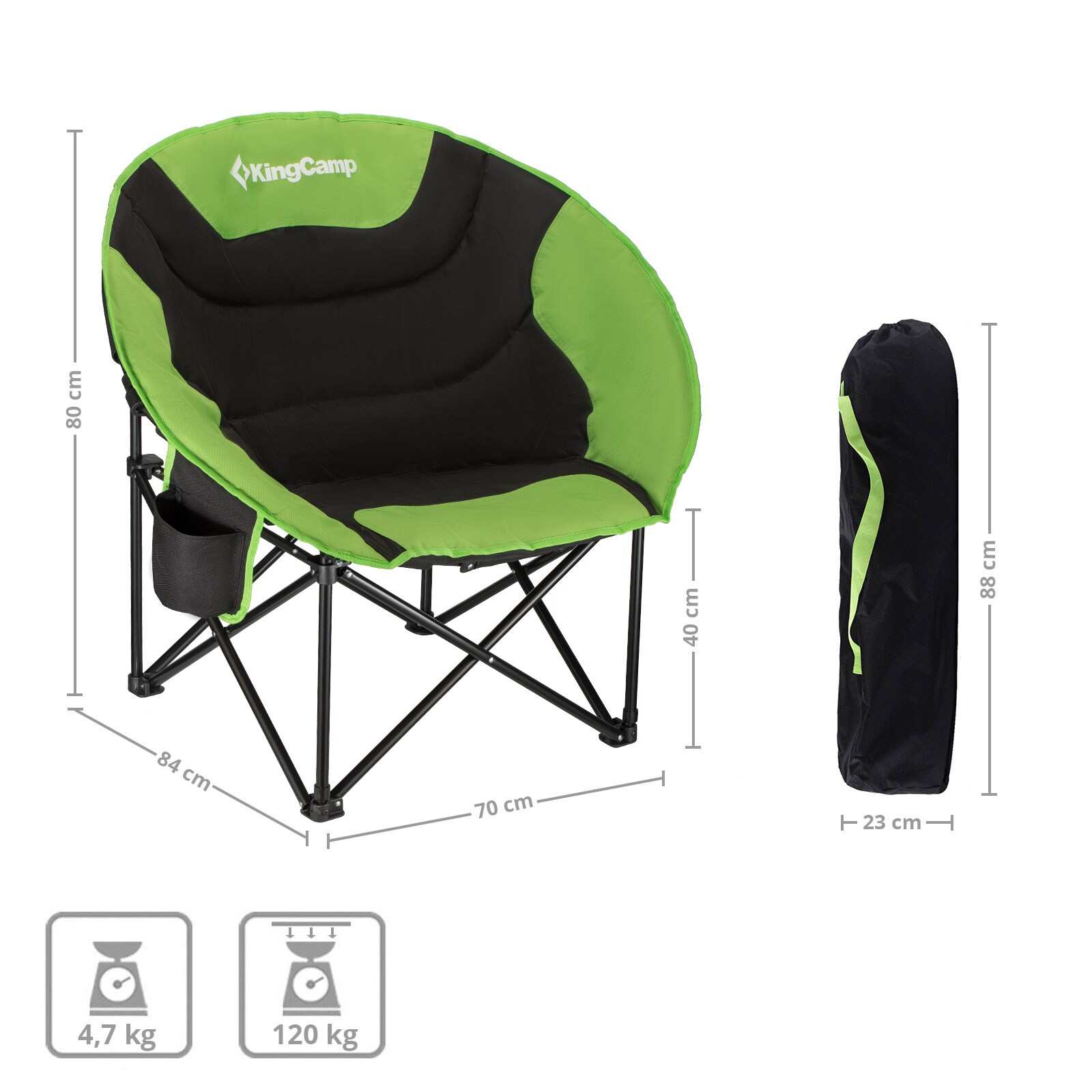 KINGCAMP MoonChair L Camping Klapp Stuhl Falt Sessel Garten Angel Outdoor 120 kg Farbe: blau