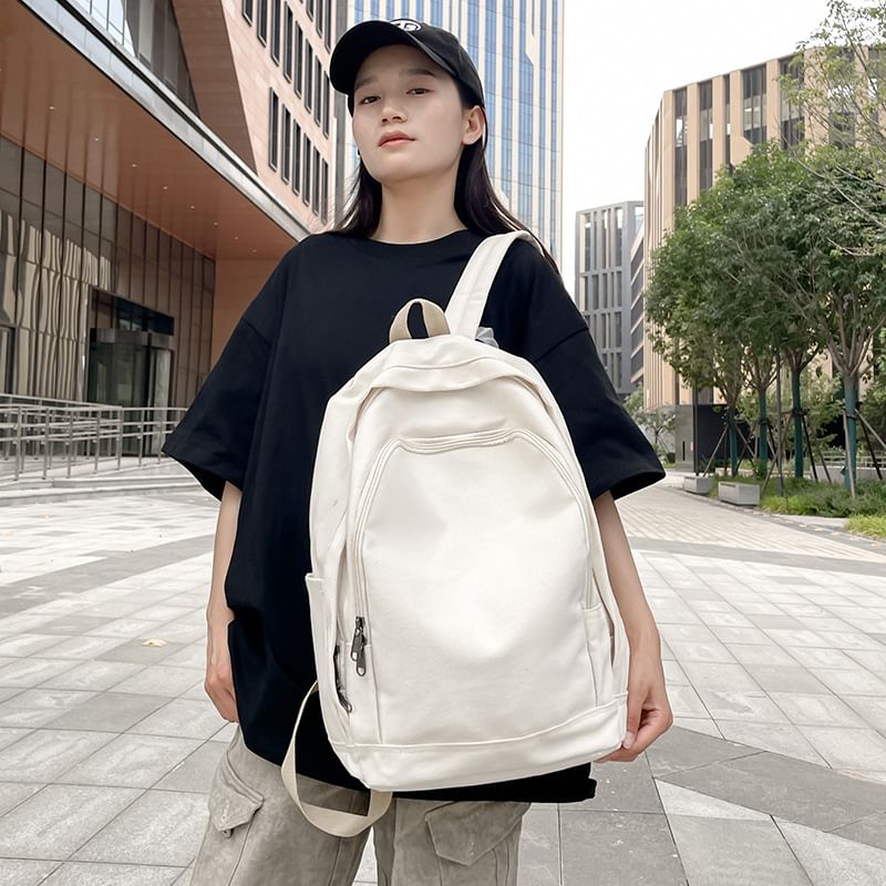 Wavecho - Effen canvas rugzak met rits