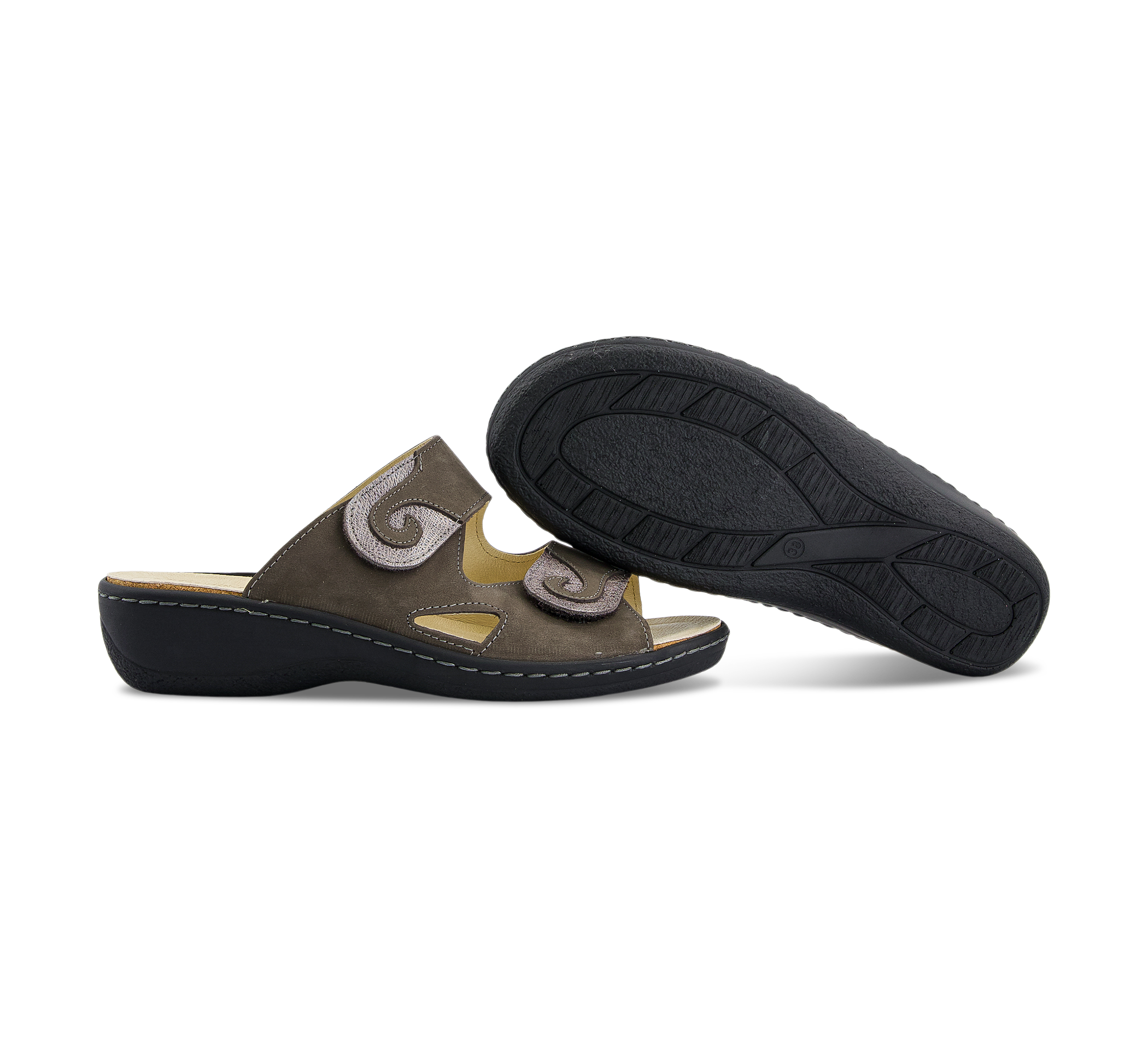 Belvida Offene Hausschuhe beige/taupegrau