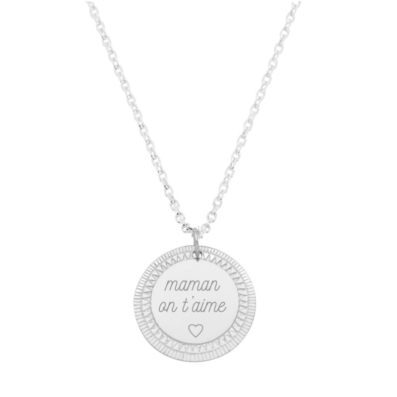 Collier médaille ciselée argent