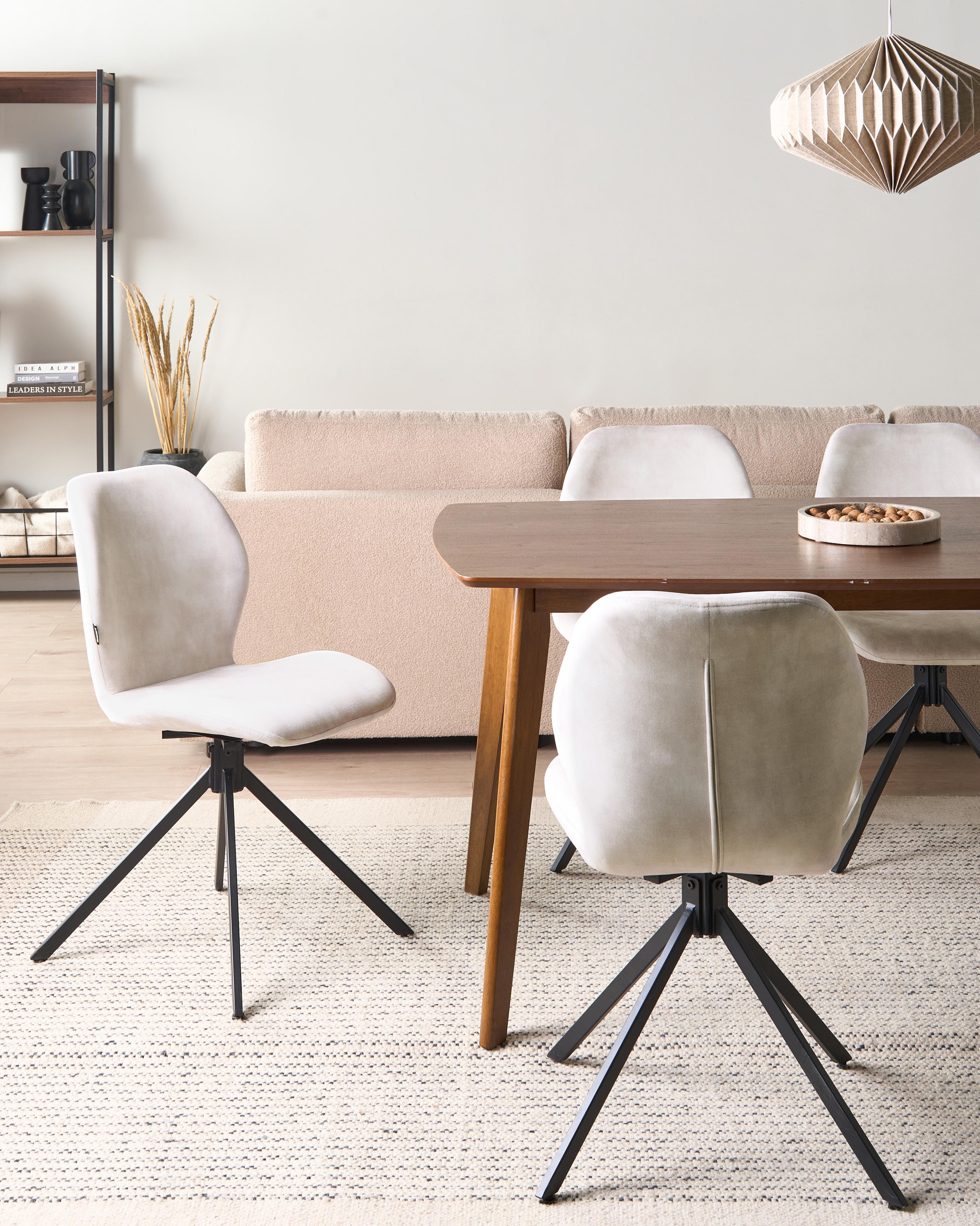 Set van 4 eetkamerstoelen draaibaar MORRISON Fluweel Lichtbeige