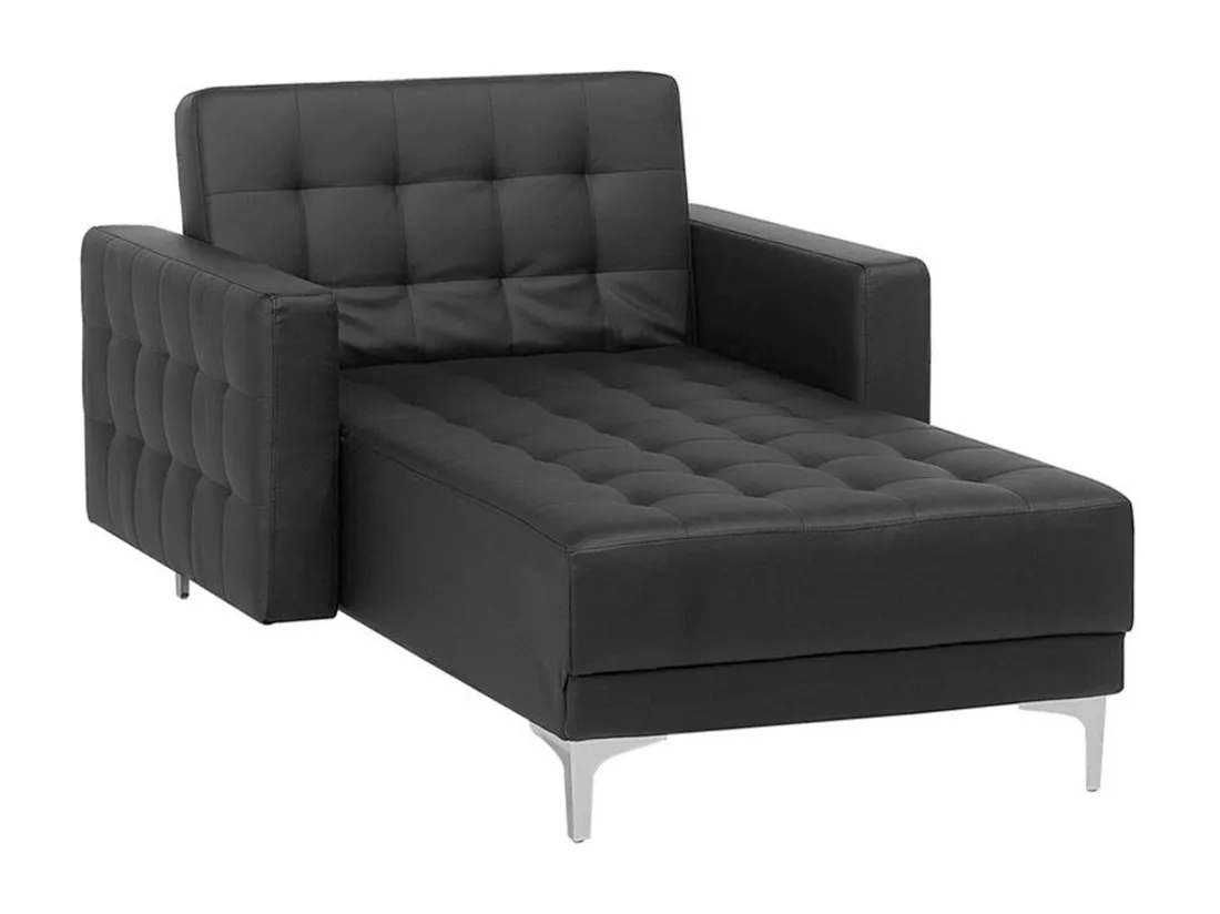 Chaise longue en cuir PU noir ABERDEEN