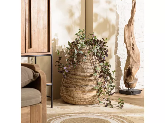 ALIDA - Cache pot modèle moyen en tissage d'abaca naturel