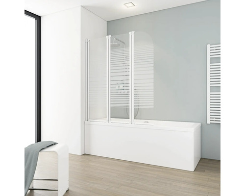 3-delige badwand SCHULTE Komfort ExpressPlus 124,5 x 140 cm helder glasprofiel kleur wit EP1654 04 72 140