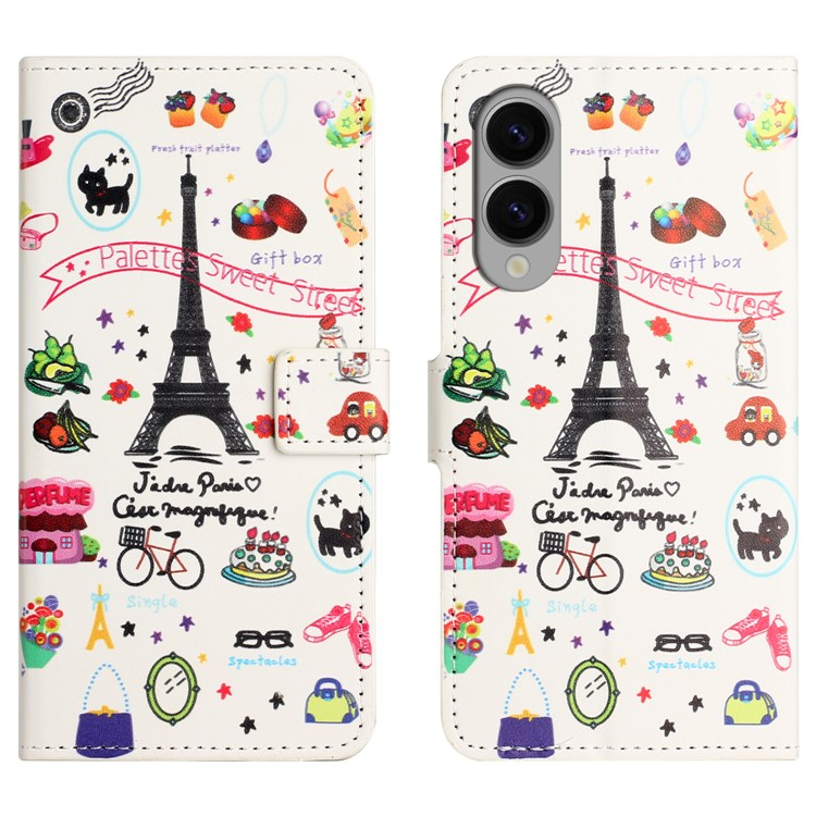 Samsung Galaxy S25 Edge Leder Tasche - Paris Eiffelturm