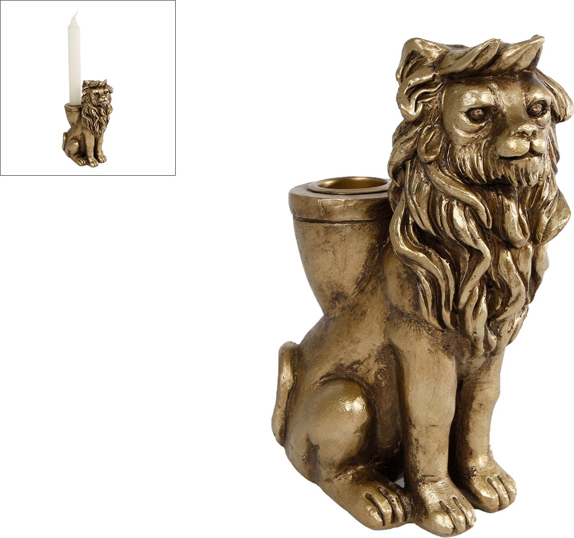 Kandelaar Leeuw goud 10 x 6 x 15 cm