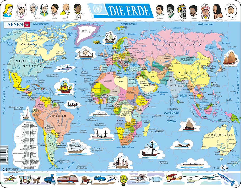 Larsen Puzzle Puzzle - Die Erde (politisch)