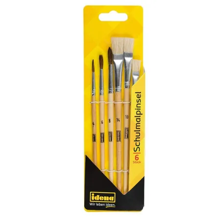 Idena Schulmalpinsel-Set 6-teilig, unlackiert