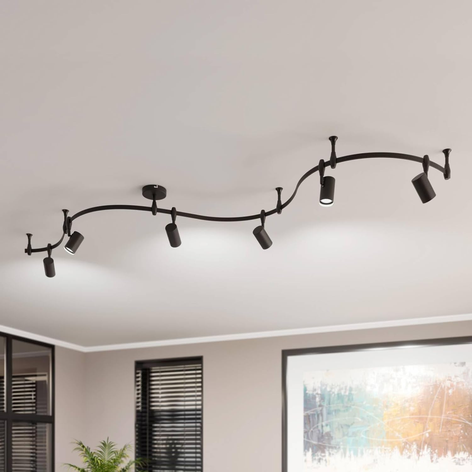 Lindby Stromschienenleuchte Delila (Modern) in Schwarz aus Metall (6 flammig, GU10) - 1-Phasen Stromschiene Stromschienenstrahler Wohnzimmerleuchte