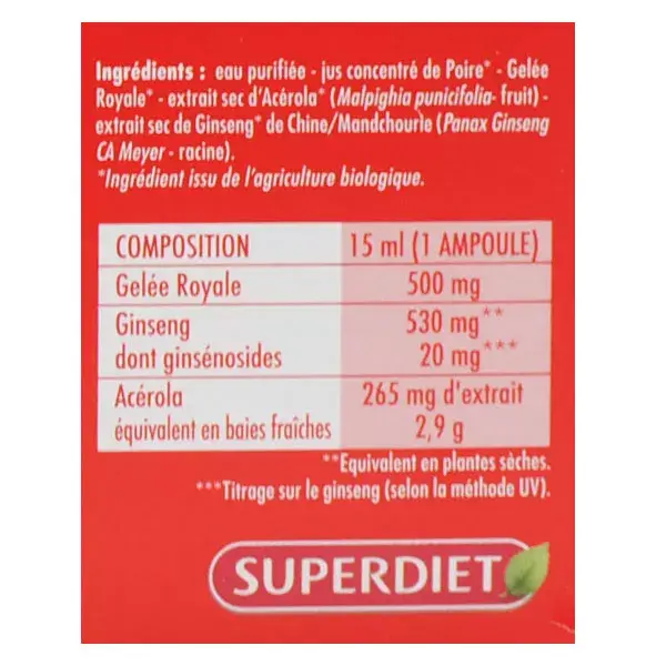 Superdiet Ginseng Royal Jelly 30 ampolas x 15ml