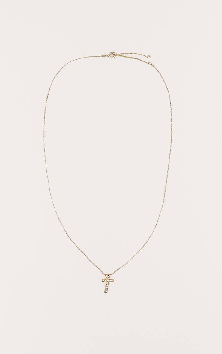 Doré Collier Croix Délicat Orné De Diamants