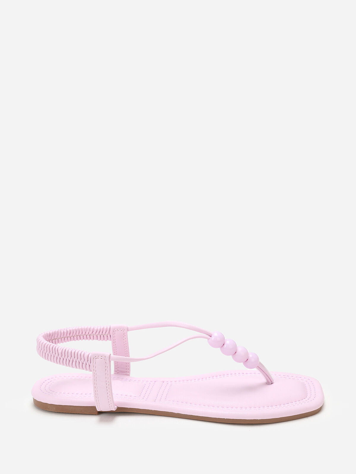 Nu-pieds carrés à perles- Rose