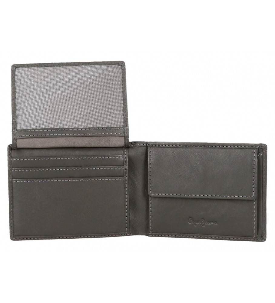 Carteira Pepe Jeans Marshal em couro cinza