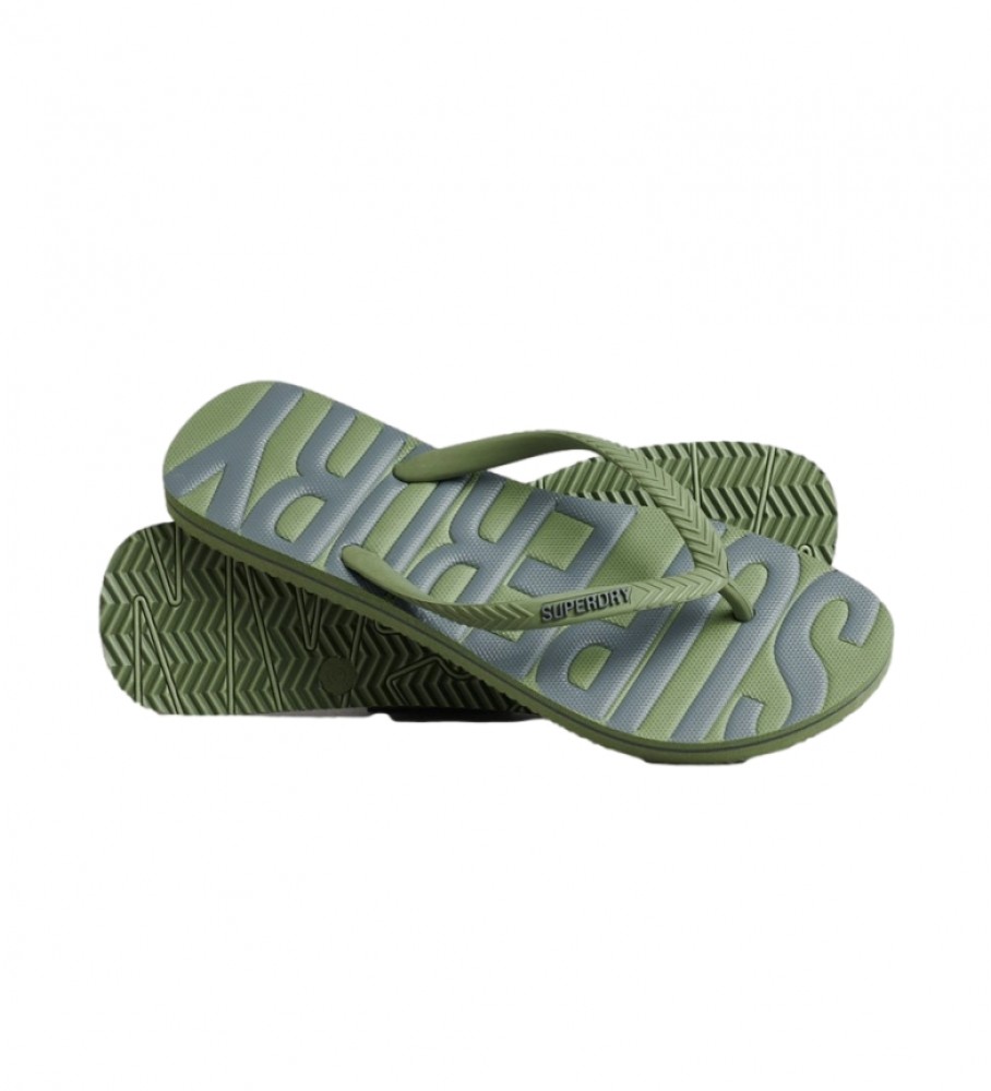 Chinelo vegano Superdry com logo verde vintage