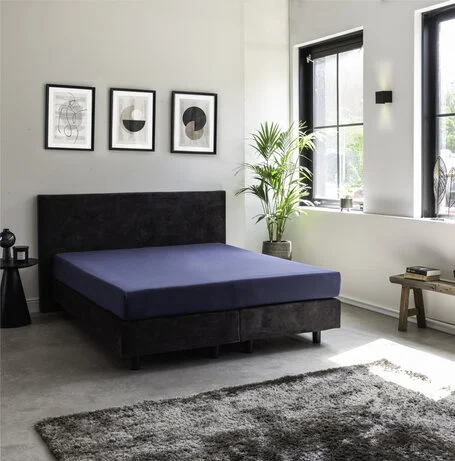 Hoeslaken Egyptisch Katoen Stretch - Navy