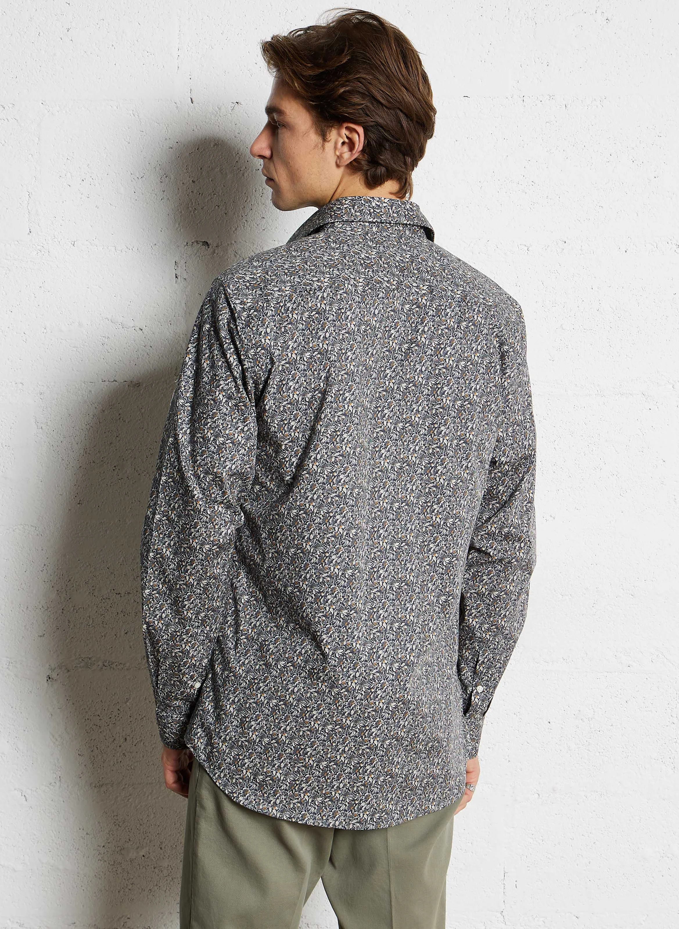 EKSTI - Chemise slim-fit en coton imprimé | Noir