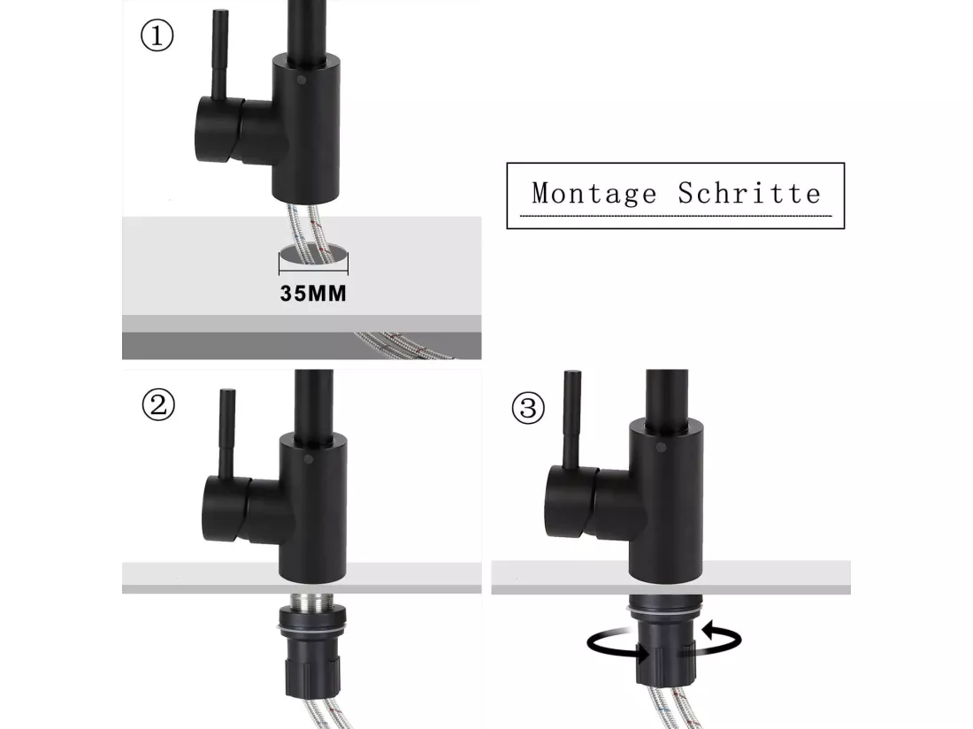 NETTLIFE robinet de cuisine robinet haute pression robinet d'évier de cuisine en acier inoxydable pivotant à 360°