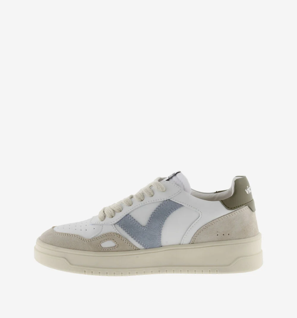 SEUL EFFET CUIR & CUIR FENDU Baskets unisexes semelles beiges KAKI