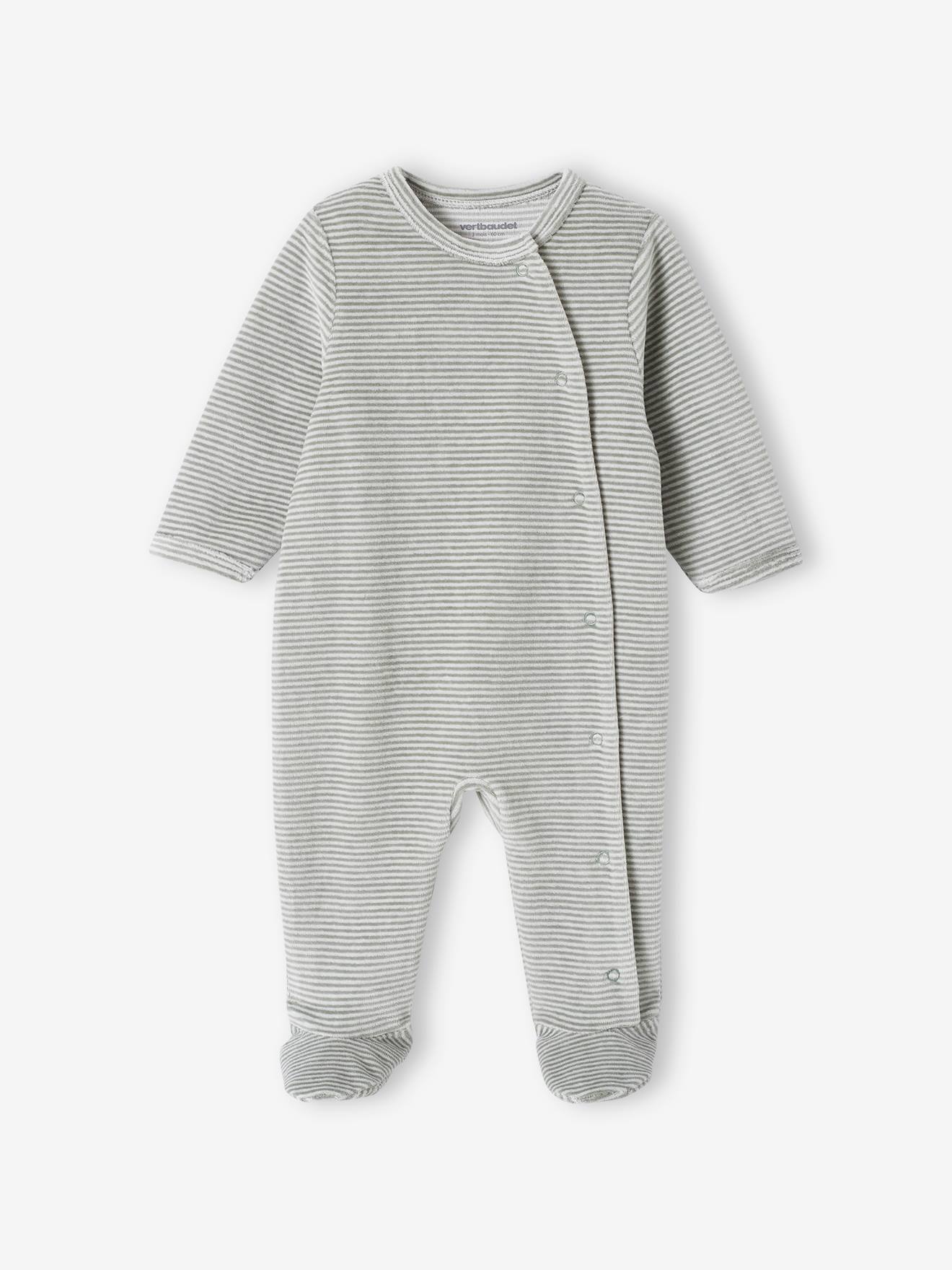 Conjunto de 2 macacões de veludo para bebê com abertura frontal, jeans cinza.
