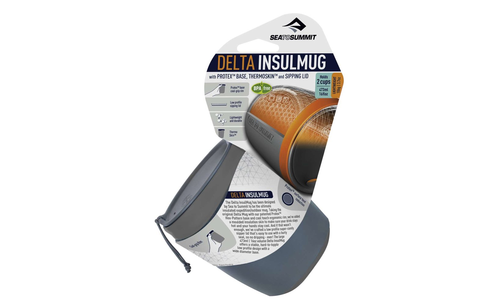 Sea to Summit Delta Insulated Mug Isolierter Becher blau 473 ml