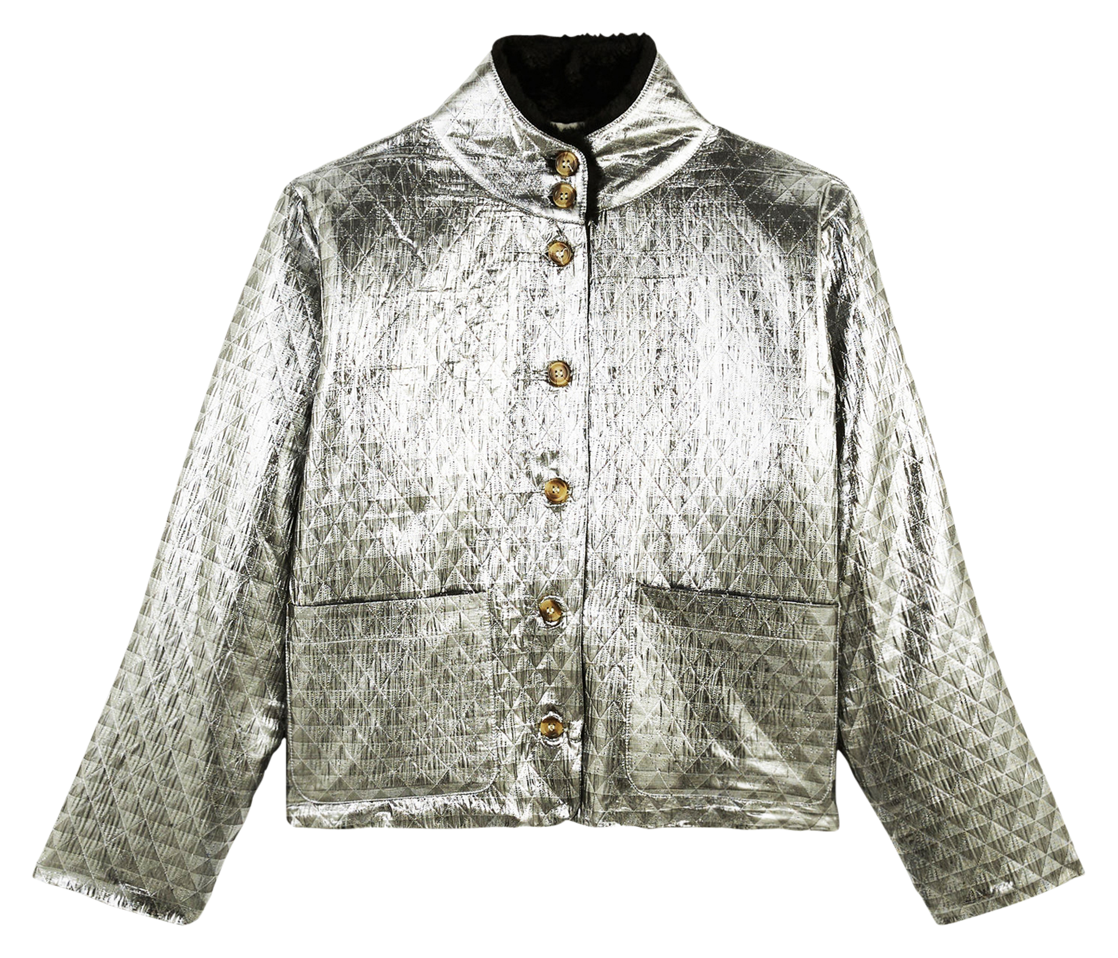 ISAAC - Veste courte métallisée matelassée| Argent