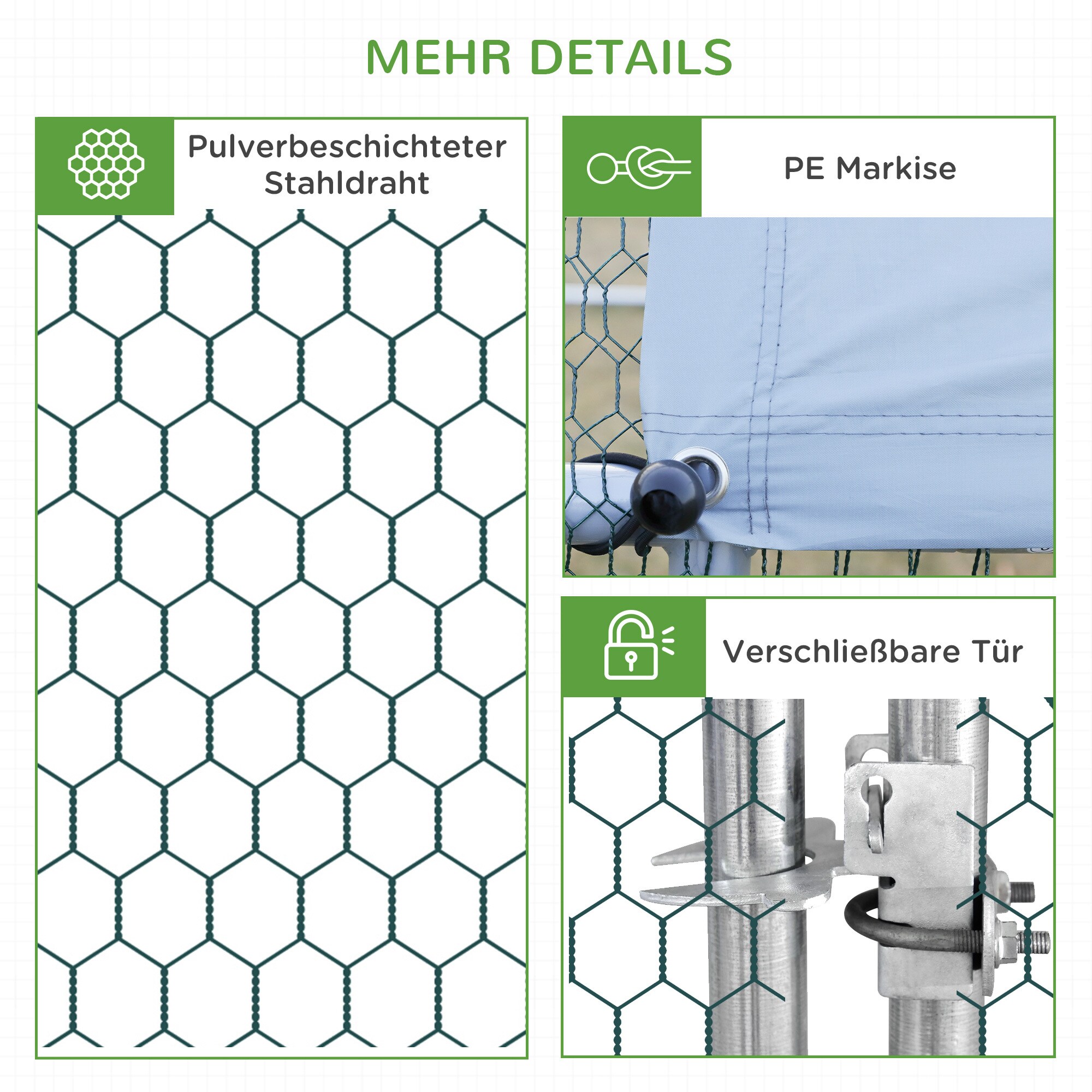 PawHut Hühnerstall mit Plane bunt 300L x 600B x 200H cm