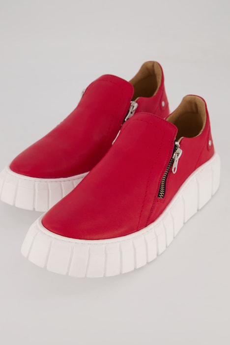 Leder-Slip-Ons, Zipper, Wechselfußbett, Komfortweite