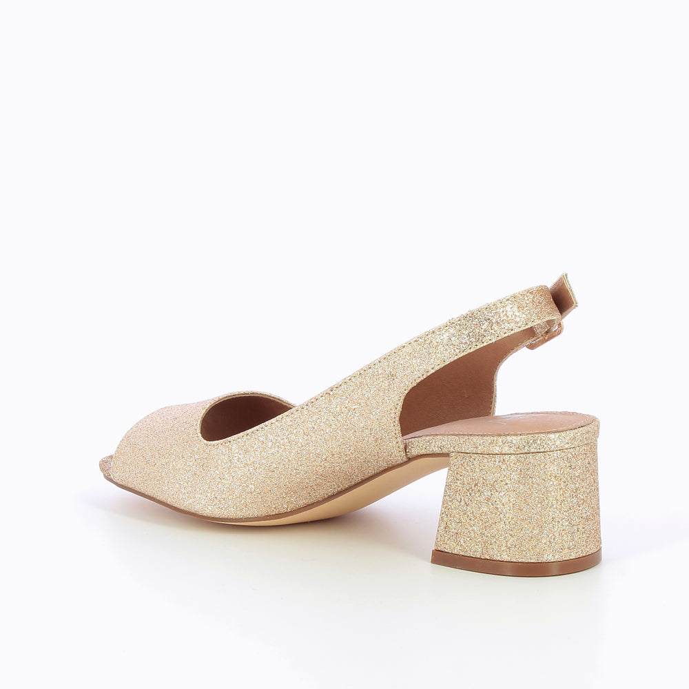 Escarpins-Escarpins peep-toe Maureen à paillettes or