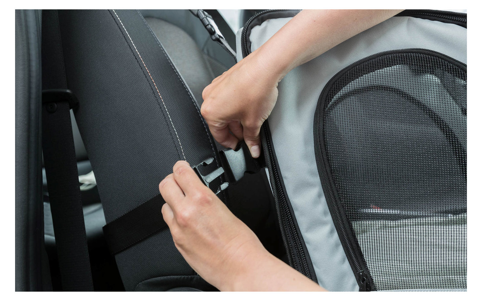 Jollypaw Hunde Autositz 44×37×40 cm grau/schwarz