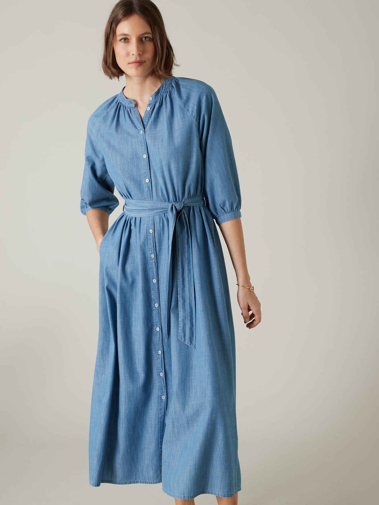Robe longue femme denim light