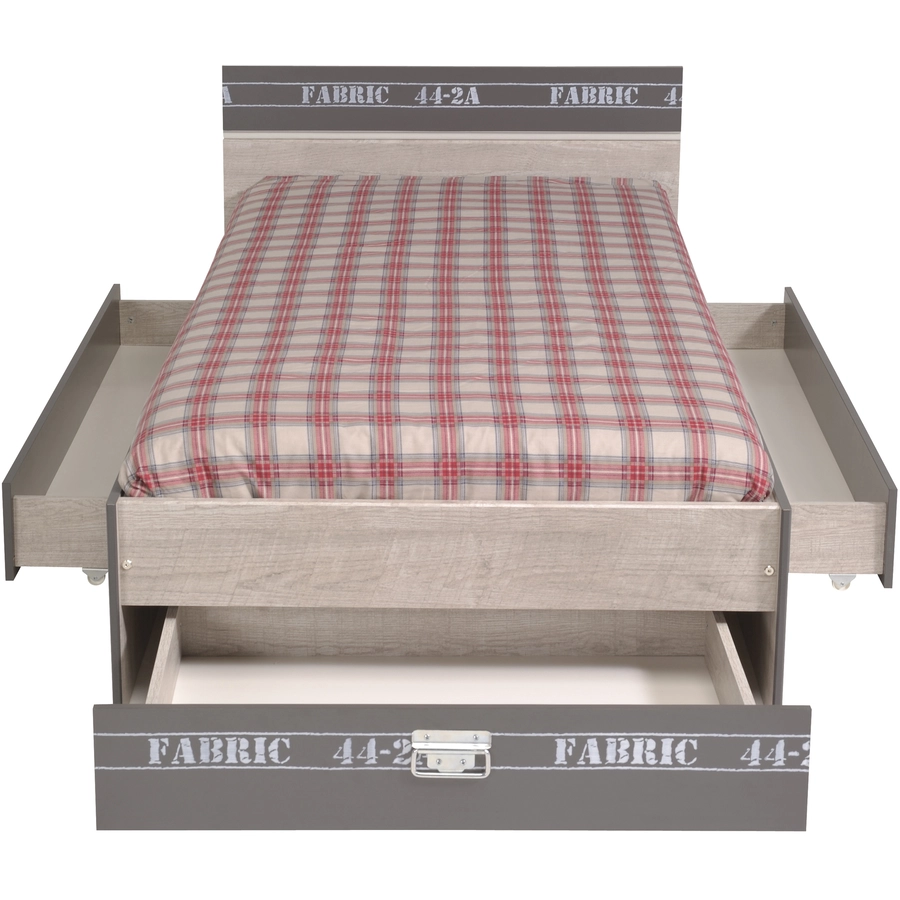 Parisot Einzelbett mit drei Schubkästen Fabric Esche-grau Esche-grau