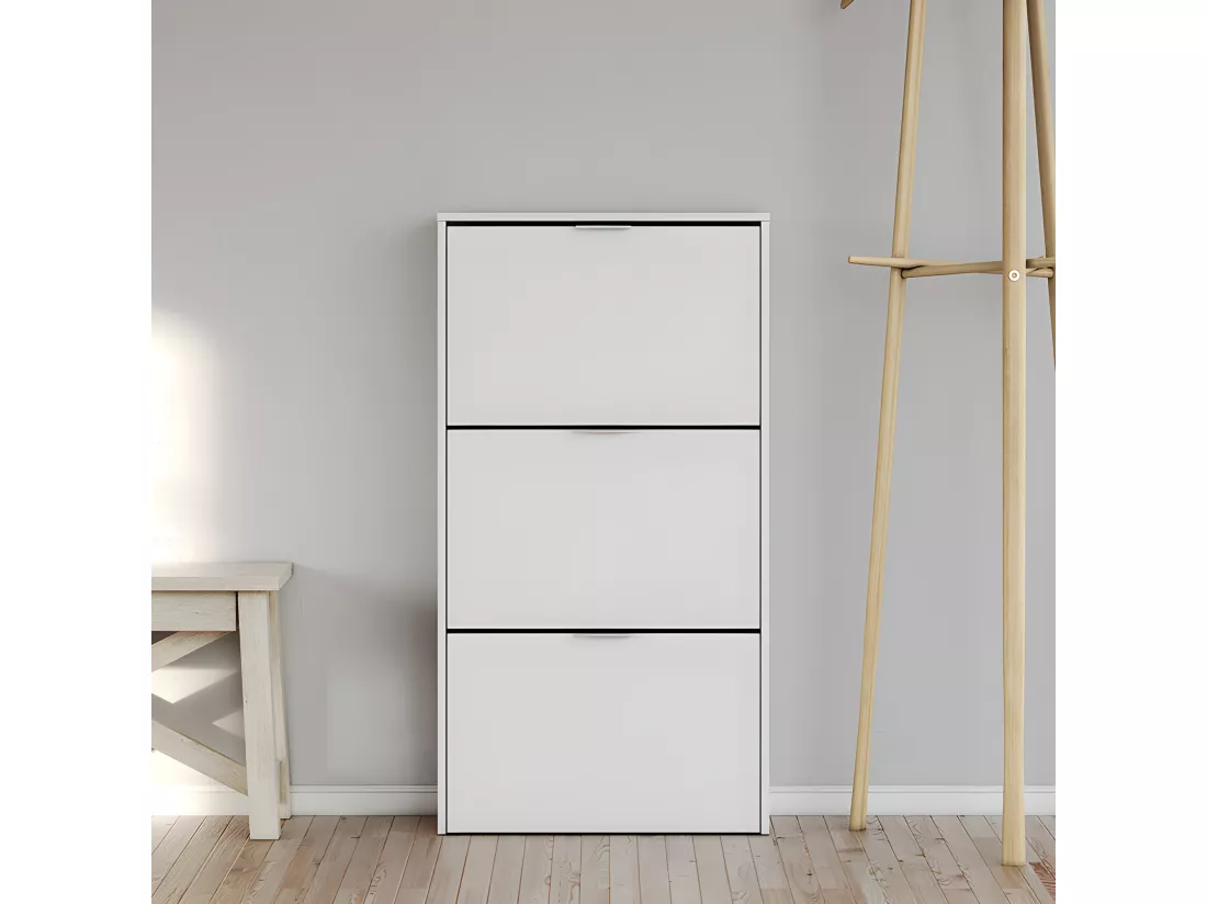 Meuble à chaussures Blanc brillant - TIARALA - L 60 x l 22 x H 113 cm