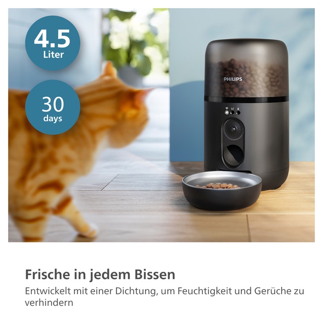 Philips Futterautomat »PAW5320/02 Pet Series, mit Kamera, 4,5l, für Katzen und kleine Hunde« Nachfüll-Benachrichtigung, Anti-Verstopf-Technologie u. App-Anbindung