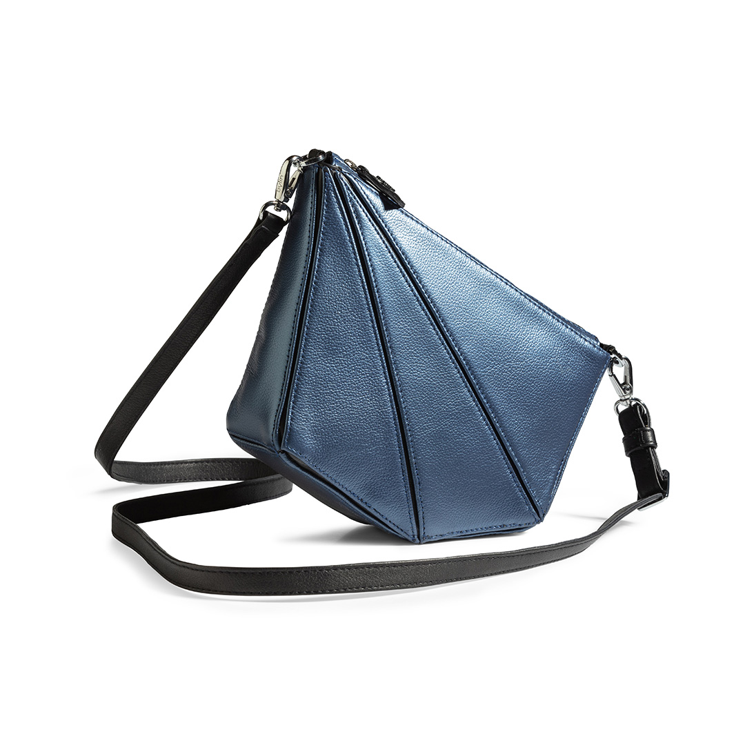 Crystal Handbag Metallic Blue