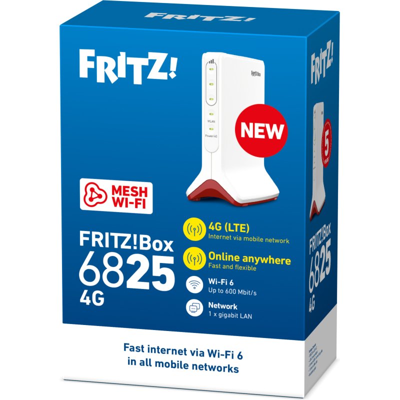 Box FRITZ! 6825 4G International routeur sans fil Gigabit Ethernet Monobande (2,4 GHz) Blanc